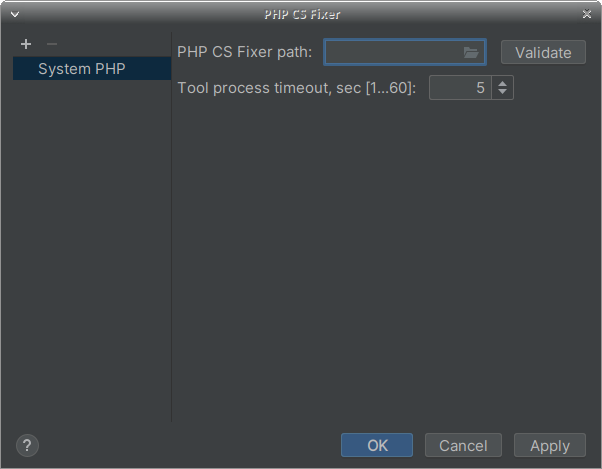 Configuration de PHP CS Fixer dans les préférences de PhpStorm