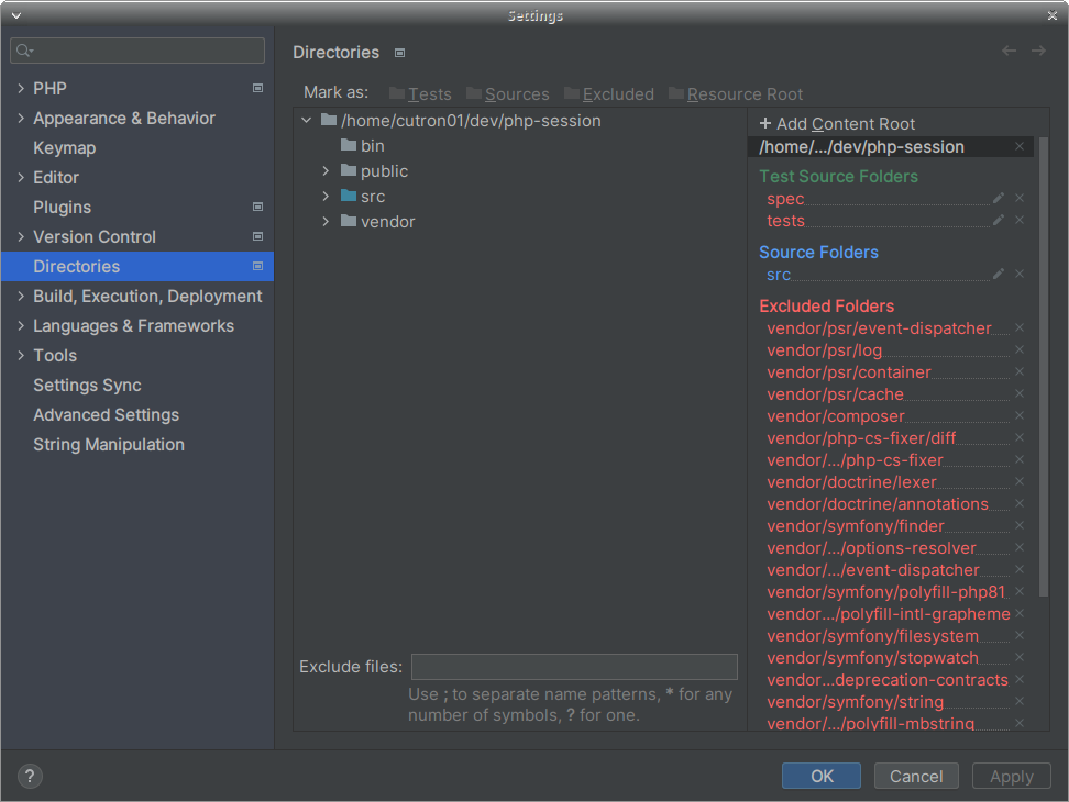 Configuration du répertoire public comme racine des ressources Web dans PhpStorm