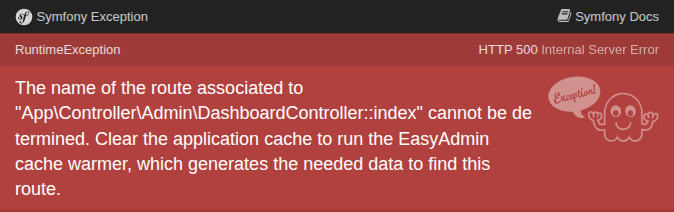 Erreur route EasyAdmin