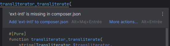 PhpStorm suggests intl extension
