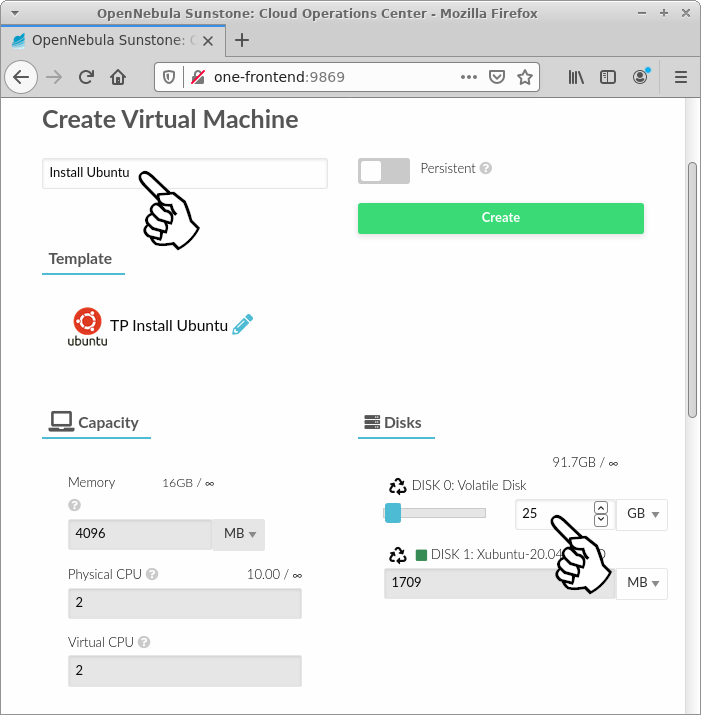 Create OpenNebula virtual machine for Xubuntu