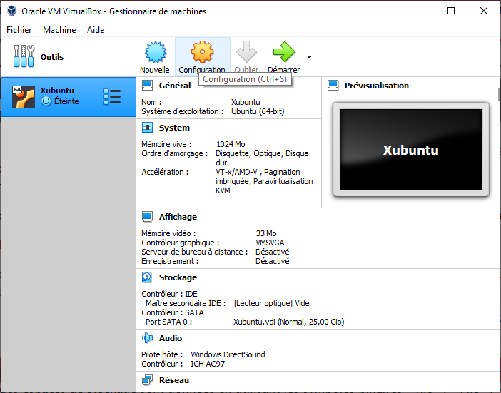 Configure VirtualBox virtual machine for Xubuntu