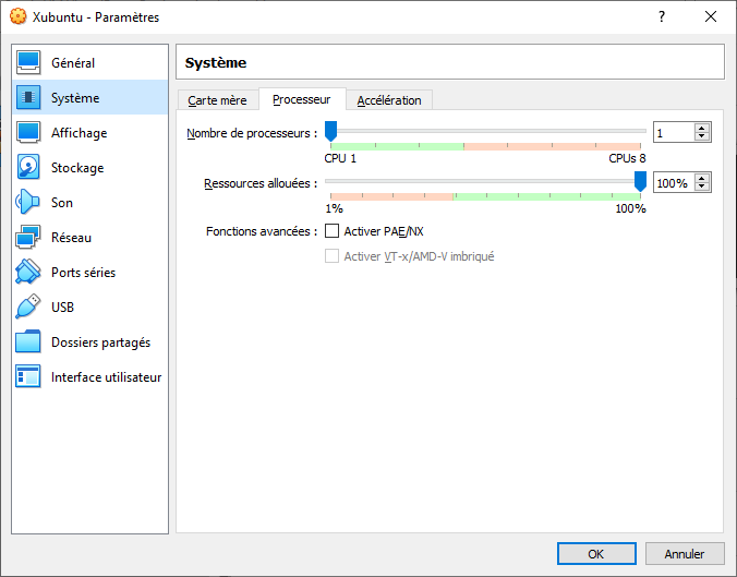 Configure VirtualBox virtual machine for Xubuntu