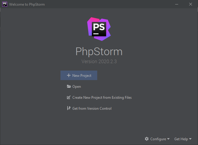 phpstorm Windows first run