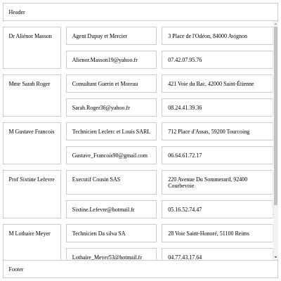 Illustration de l'interface de table en 800x800