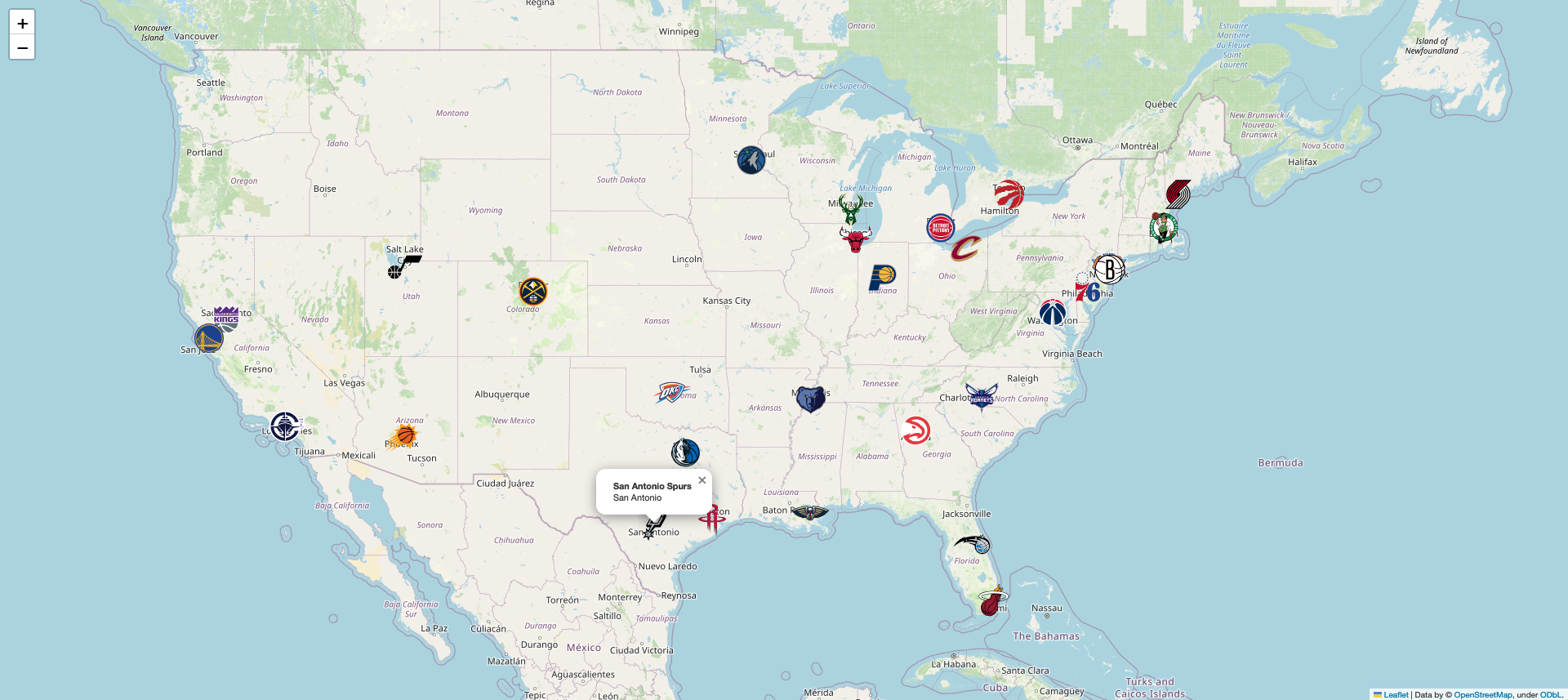 Carte des équipes NBA